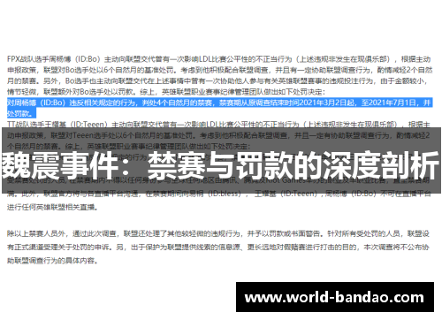 魏震事件：禁赛与罚款的深度剖析